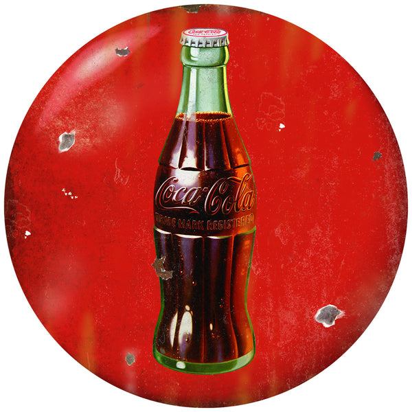 Coca-Cola Green Bottle Red Disc Floor Graphic Grunge