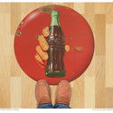 Coca-Cola Hand and Bottle Red Disc Floor Graphic Grunge