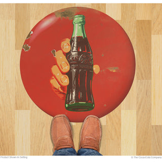 Coca-Cola Hand and Bottle Red Disc Floor Graphic Grunge