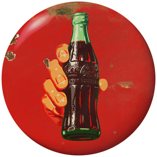 Coca-Cola Hand and Bottle Red Disc Floor Graphic Grunge