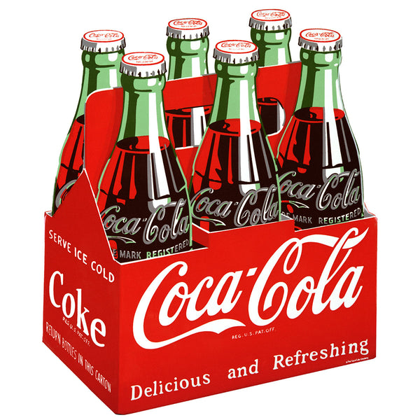 Coca-Cola Classic Bottles 6 Pack Floor Graphic 1950s Style