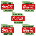 Coca-Cola Polygon Personalized Vinyl Stickers Googie Style Set of 10
