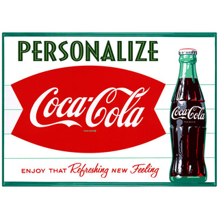 Coca-Cola Fishtail Refreshing Personalized Metal Sign
