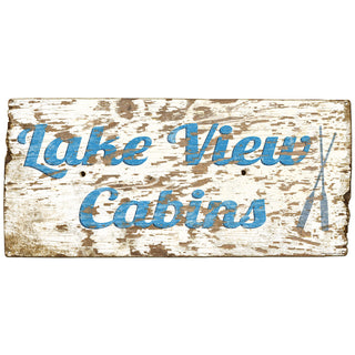 Lake View Cabins Rustic Style Metal Sign