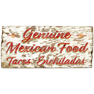 Genuine Mexican Food Rustic Style Metal Sign