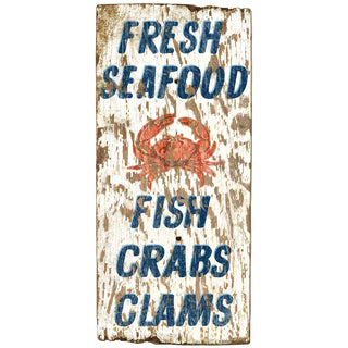Fresh Seafood Crabs Rustic Style Metal Sign