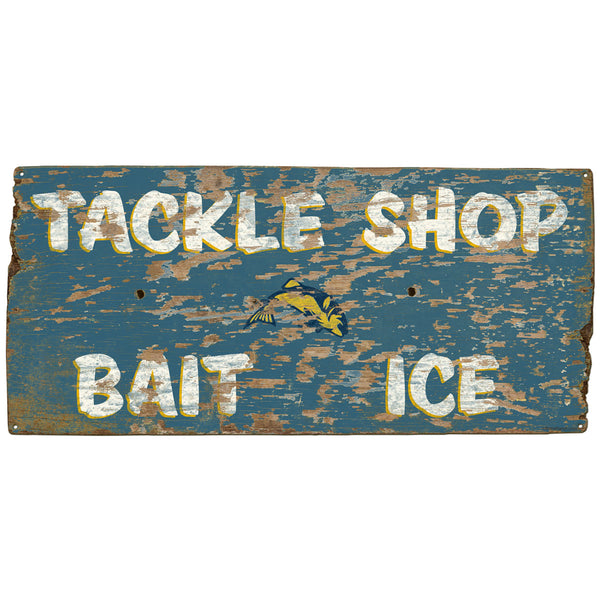Vintage Bee' Jay Bait Co. Fishing Angler 4'x2' Garage Shop Store  Advertisement Display Metal Sign