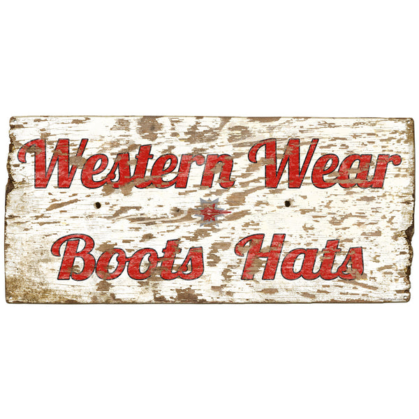 Western Wear Boots Rustic Style Metal Sign