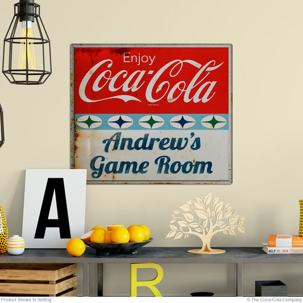 Enjoy Coca-Cola Personalized Metal Sign Diner Stars Distressed