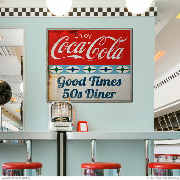 Enjoy Coca-Cola Personalized Metal Sign Diner Stars Distressed