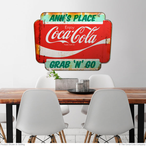 Enjoy Coca-Cola Googie Style Personalized Metal Sign Distressed
