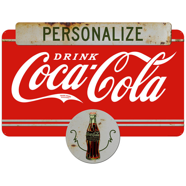 Drink Coca-Cola Deco Personalized Metal Sign 1930s Style Distressed