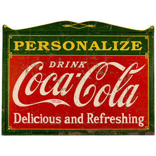 Drink Coca-Cola Deco Personalized Metal Sign 1920s Style Distressed