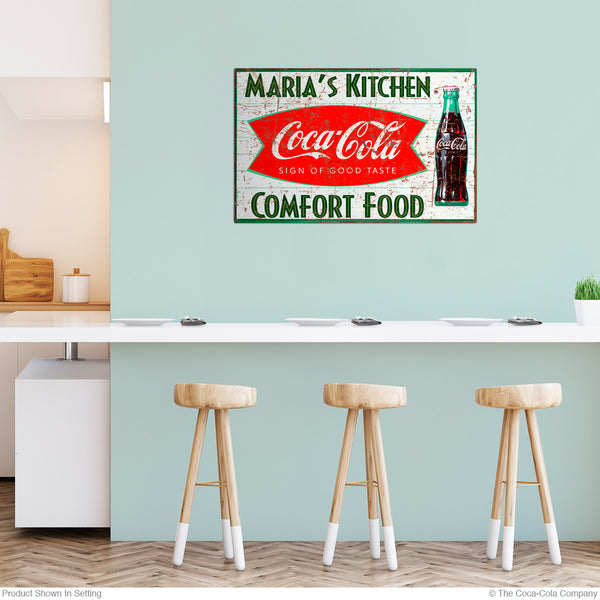 Coca-Cola Fishtail Personalized Metal Sign 1960 Style Distressed