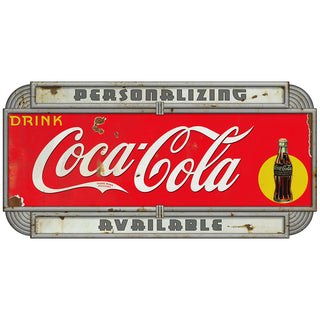 Drink Coca-Cola Deco Style Personalized Metal Sign Distressed