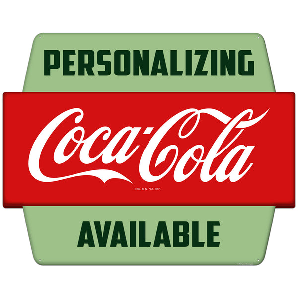 Coca-Cola Personalized Metal Sign Googie Style Hexagon