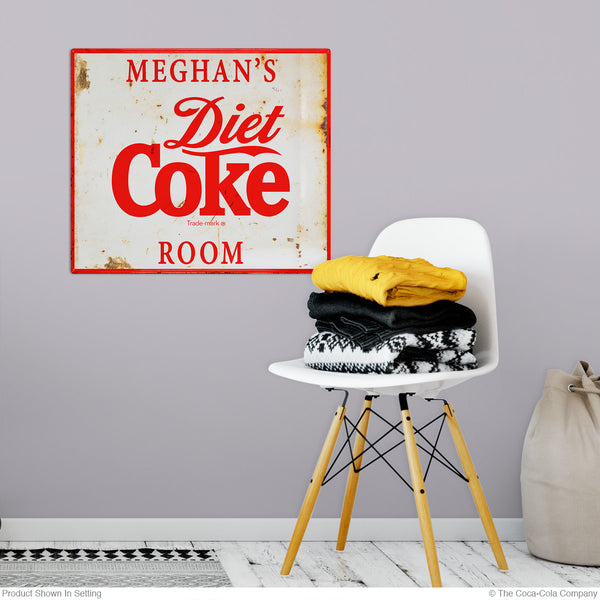 Diet Coke Personalized Metal Sign 1990s Style Script Distressed