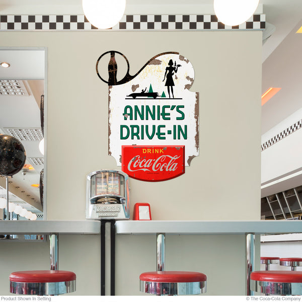 Coca-Cola Drive In Diner Personalized Metal Sign 1940s Style Grunge