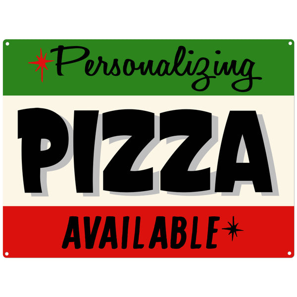Pizza Italian Flag Style Personalized Metal Sign