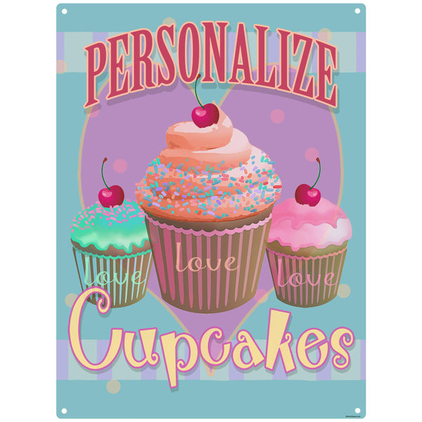 I Love Cupcakes Personalized Metal Sign