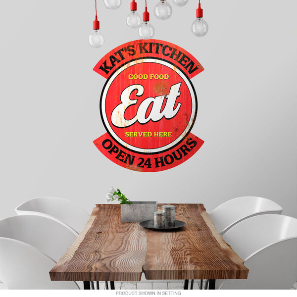 Eat Good Food Personalized Decal Red Distressed
