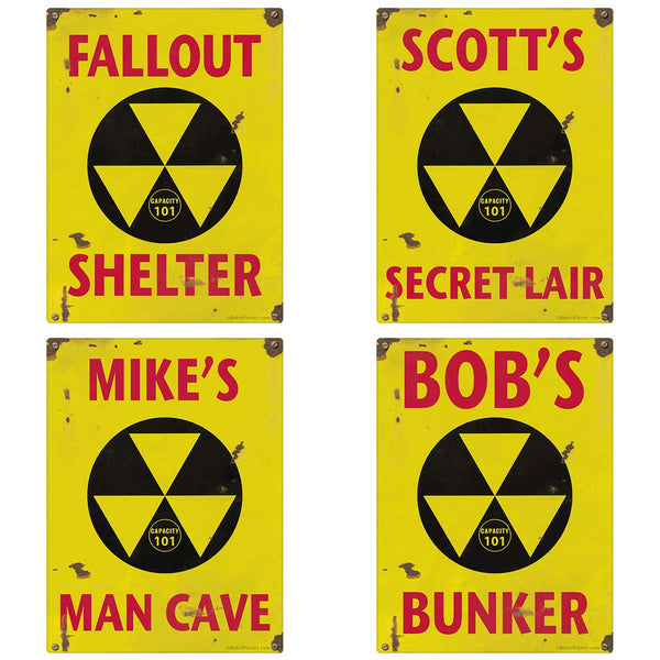 Personalized Nuclear Fallout Shelter Vinyl Stickers Set of 10