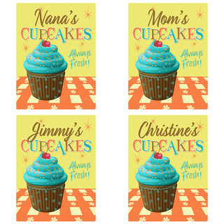 Personalized Chocolate Cupcakes Vinyl Stickers Set of 10