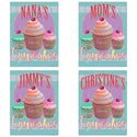 Personalized Love Cupcakes Vinyl Stickers Set of 10