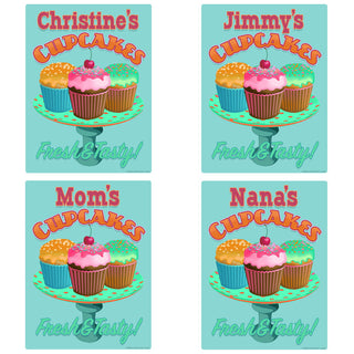 Personalized Fresh And Tasty Cupcakes Vinyl Stickers Set of 10