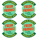Personalized Fresh Produce Locally Grown Vinyl Stickers Set of 10