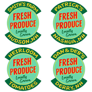 Personalized Fresh Produce Locally Grown Vinyl Stickers Set of 10