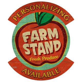 Personalized Farm Stand Apple Cut Out Metal Sign Distressed