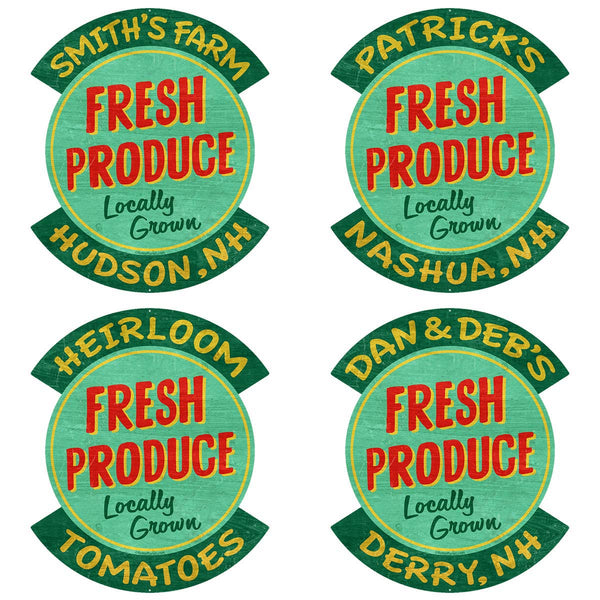 Personalized Fresh Produce Cut Out Metal Sign Distressed