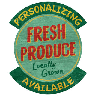 Personalized Fresh Produce Cut Out Metal Sign Distressed