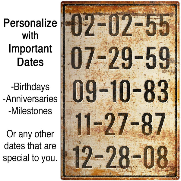 Personalized Important Milestone Dates Sign Industrial Style