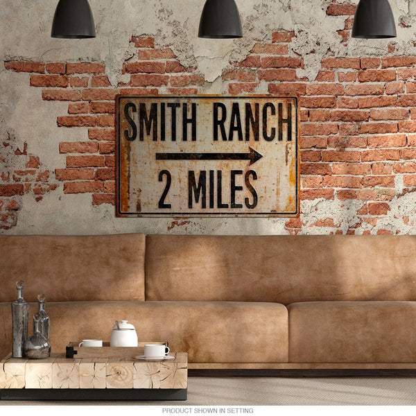 Personalized City and Miles Industrial Style Sign