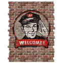Welcome Gas Station Ghost Sign Graphic Faux Brick Mural