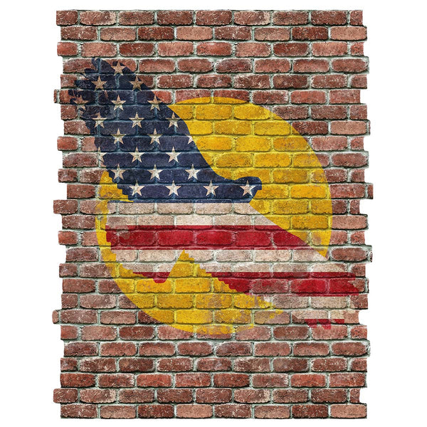Patriotic Eagle Sunrise Ghost Sign Graphic Faux Brick Mural