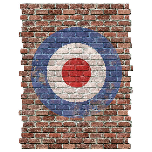 Mod Bullseye RAF Ghost Sign Graphic Faux Brick Mural