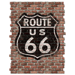 Route 66 Ghost Sign Graphic Faux Brick Mural