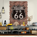 Welcome Route 66 Ghost Sign Graphic Faux Brick Mural