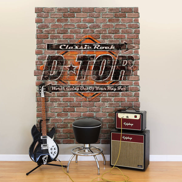 Personalized Logo Ghost Sign Graphic Faux Brick Mural Vertical