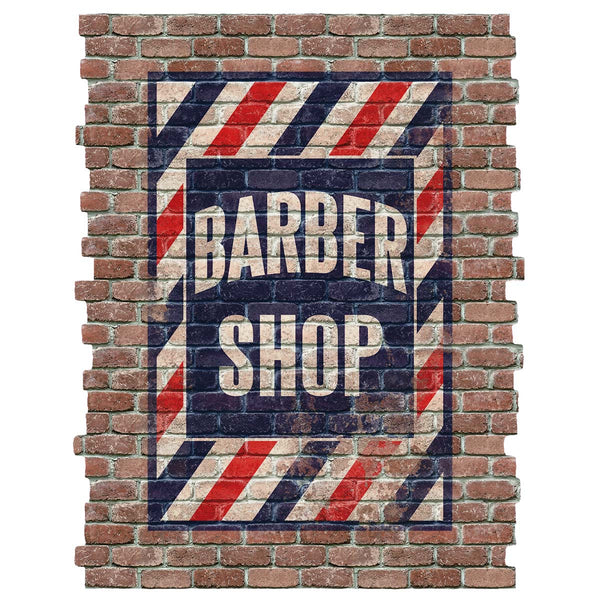 Barber Shop Ghost Sign Graphic Faux Brick Mural