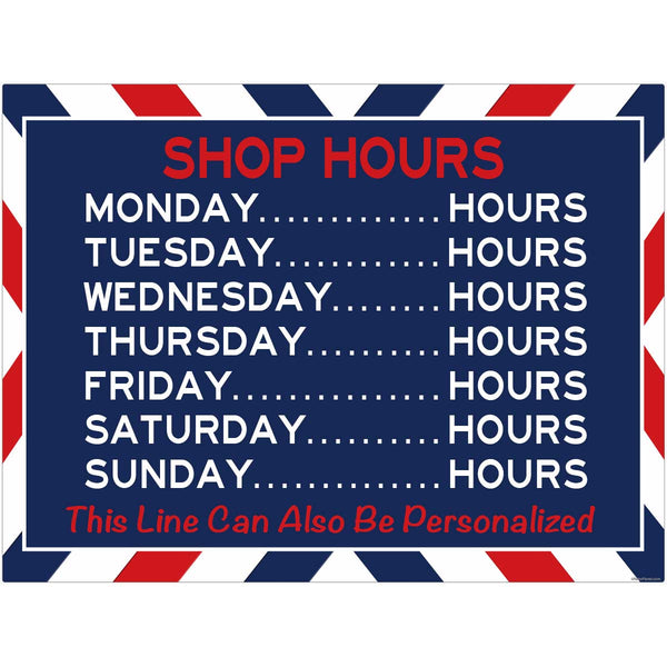 Customized Barber Shop Hours Decal