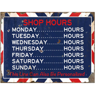 Customized Barber Shop Hours Decal Distressed