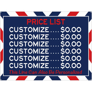 Personalized Barber Shop Services Price List Sign