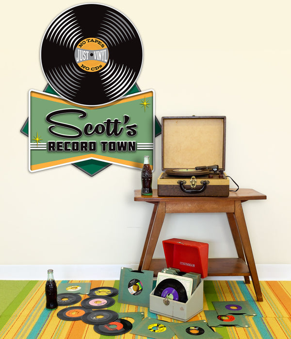 Personalized Record Shop Cut Out Decal
