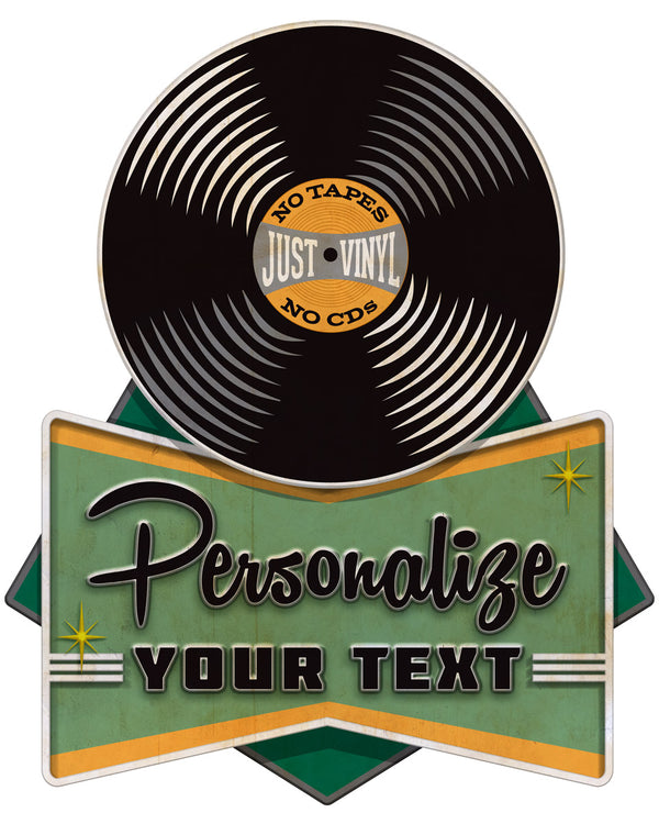 Personalized Record Shop Cut Out Decal Distressed