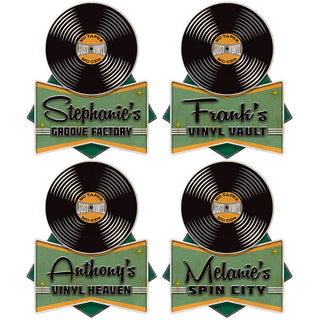 Personalized Record Shop Cut Out Metal Sign Distressed