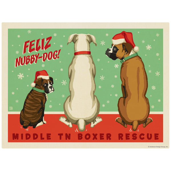 Middle TN Boxer Rescue Feliz Nubby-Dog Holiday Decal